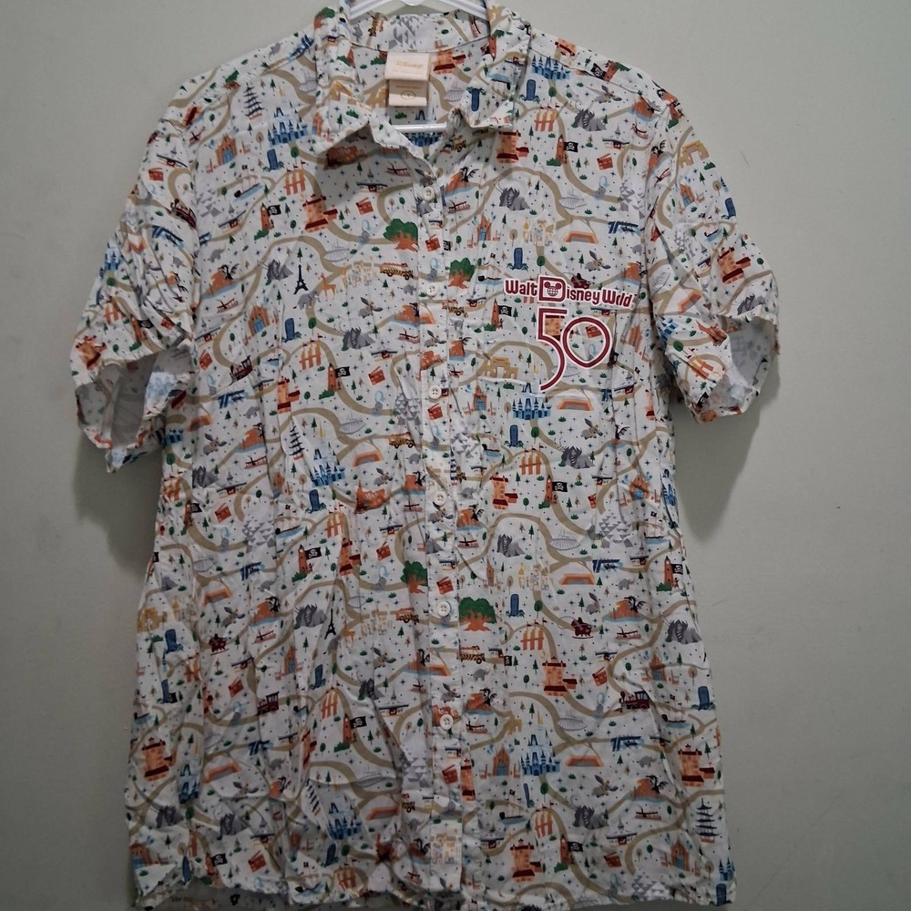 Her Universe Walt Disney World 50th Anniversary Magic Kingdom Map Shirt Size 1